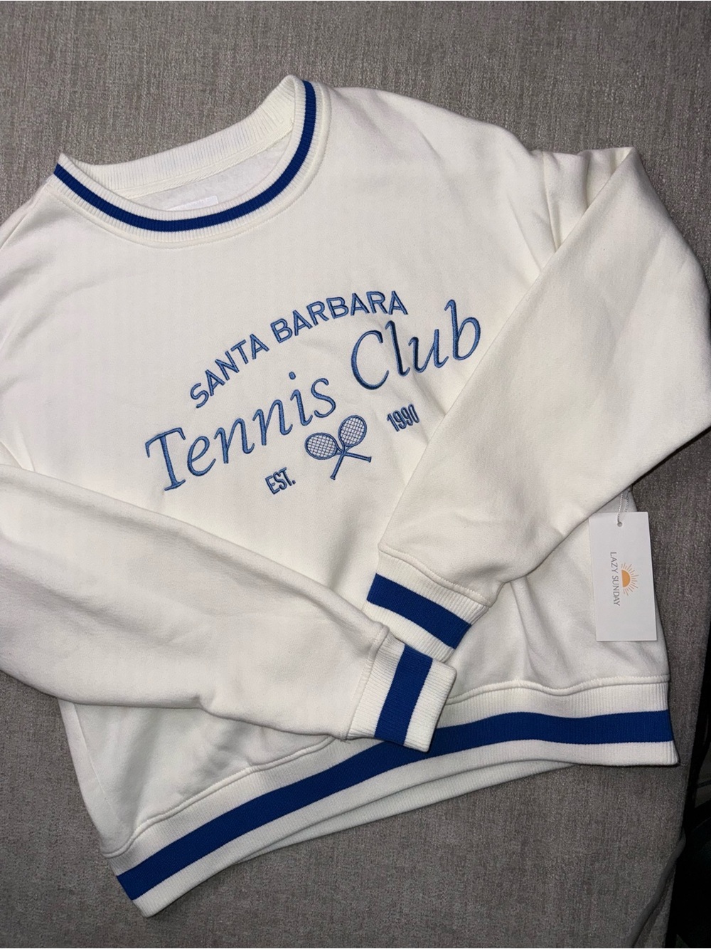 NWT Lazy Sunday Santa Barbara Tennis Club Sweatshirt Women’s Medium
